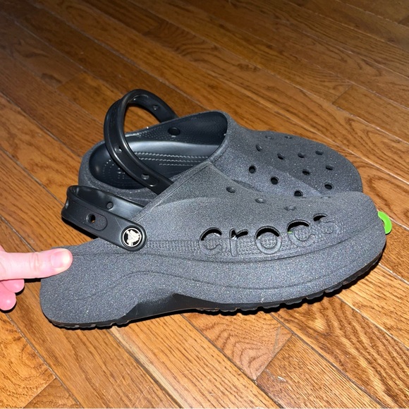 Crocs Baya Platform Glitter Clogs Black With Black Glitter Women’s Size 11 - Picture 8 of 13